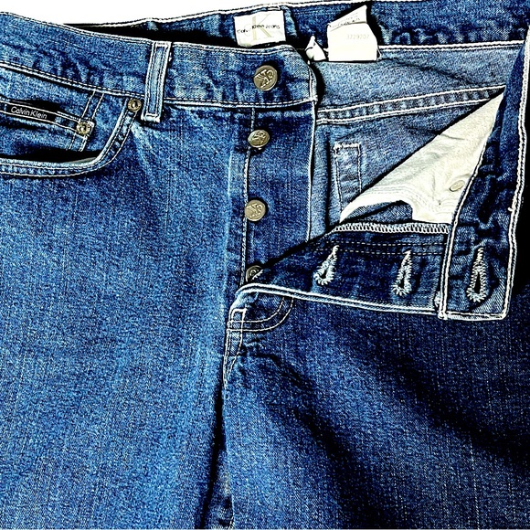 CALVIN KLEIN 90’s Boyfriend Jeans Button Fly Rinse Wash Blue Size 7 - Picture 3 of 9